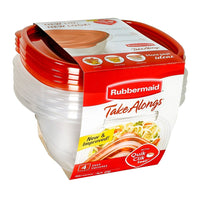 Rubbermaid Take Alongs Deep Square Food Containers, Red, 4 Pack-Great for lunches, snacks gifts and crafts