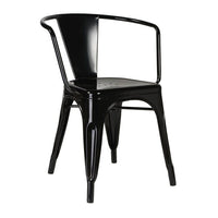 Nicer Furniture Stackable Industrial Tolix A Style Armchair - Black - 2 Pack-Indoor/Outdoor Arm Chair