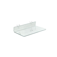 Azar Displays 13.5" x 6" Acrylic Shelf For Pegboard/Slatwall, Clear, 4 Pack (556099)-2 U hooks attached for easy mounting
