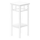 Monarch Specialties 3279 Accent Table - 28"H/White/White Metal-2-tier accent table featuring a square tabletop and 2 storage shelves in a white finish