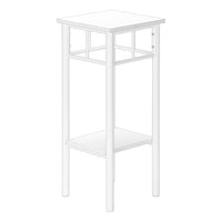 Monarch Specialties 3279 Accent Table - 28"H/White/White Metal-2-tier accent table featuring a square tabletop and 2 storage shelves in a white finish