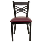 Flash Furniture HERCULES Series Black "X" Back Metal Restaurant Chair - Burgundy Vinyl Seat - 2 Pack-Set of 2 Metal Dining Chairs