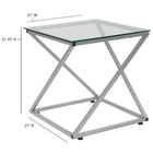 Flash Furniture Park Avenue Collection Glass End Table with Contemporary Steel Design-8mm Thick Glass