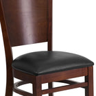 Flash Furniture Lacey Series Solid Back Walnut Wood Restaurant Chair - Black Vinyl Seat-2.5" Thick Foam Padded Seat