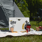 Miller Lite Ice Chest Cooler with Bottle Opener - 51 L (54 qt) - 85 Cans-Leak-resistant channel drain for no-tilt draining