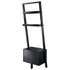 Winsome Bellamy Leaning Shelf with Storage, Black (29522)-2 Drawers built in to the unit