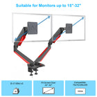 ShoppingAll Adjustable Dual Pneumatic Gaming Monitor Mount with Red Backlights for 15-32" Monitors-Adding LED lights to your gaming setup or workstation creates ambient colour that makes your workstation more vibrant and unique