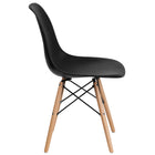 Flash Furniture Elon Series Black Plastic Chair with Wooden Legs - 2 Pack-Black Plastic Finish