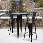 Flash Furniture Tabouret de bar de qualité commerciale, de 30 po avec dossier en métal noir pour l'intérieur et l'extérieur-Conception légère