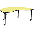 Flash Furniture Mobile 48''W x 96''L Kidney-Shaped Activity Table, Yellow Laminate Top, Preschool Legs (XUA4896KIDYLTPC)-Yellow/Chrome, Laminate, Steel