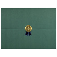 St. James Document/Certificate Holders - Gold Award Seal with Blue Ribbon - Green - 5 Pack-Add ceremony, elegance and sincerity to the act of giving recognition