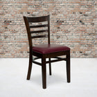 Flash Furniture HERCULES Series Ladder Back Walnut Wood Restaurant Chairs with Burgundy Vinyl Seat - 2 Pack-Solid European Beech Hardwood Construction