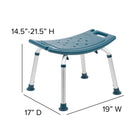 Flash Furniture HERCULES Series Adjustable Navy Bath & Shower Chair with Non-slip Feet-Sanitize with water based cleaner