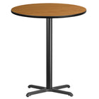 Flash Furniture 36'' Round Laminate Table Top, Natural with 30'' x 30'' Bar-Height Table Base (XURD36NTT3030B)-Bar Height Hospitality Table