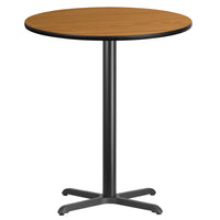 Flash Furniture 36'' Round Laminate Table Top, Natural with 30'' x 30'' Bar-Height Table Base (XURD36NTT3030B)-Bar Height Hospitality Table