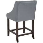 Flash Furniture - Tabouret touffeté à la hauteur de comptoir en noyer de 24 po haut.-Conception de dossier touffeté à boutons