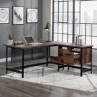 Sauder 66"W Briarbrook L-Desk - Barrel Oak-File drawer holds letter-size hanging files