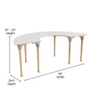 Flash Furniture Bright Beginnings 59" Commercial Grade Wooden Half Circle Adjustable Height Classroom Activity Table-Beech/White-Accommodates up to 4 Children