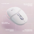 Logitech G705 LightSync RGB Wireless Gaming Mouse - White-RGB Lighting: Show off your style with soft, zonal LightSync RGB and the Aurora Collection signature lighting, customize and create on Logitech G HUB a one-of-a-kind look for your Bluetooth mouse
