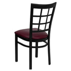 Flash Furniture – Chaise de restaurant en acier à dossier ajouré, noir, siège en vinyle bourgogne (XUDG6Q3BWINBURV)-Siège rembourré en vinyle bourgogne