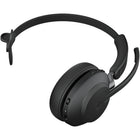 Jabra Evolve2 65, Link 380c, Mono MS Headset - Black-Material: Headband cushion ultra soft foam covered in color-matched silicone, ear cushion soft audio foam covered in color-matched leatherette, aluminium slider arm
