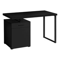 Monarch Specialties 7761 48" Computer Desk - Black Left Or Right Facing-Computer desk with 1 drawer, 1 large storage compartment, and a thick-panel floating desktop in an elegant black laminate