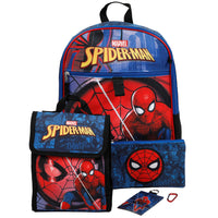 Bioworld 5-Piece Backpack Set - 16" H x 12" W - Spider-Man Logo Characters-Officially Licensed: This Spider-Man merchandise is 100% authentic, making it the perfect gift for fans and collectors!