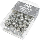 JAM Paper Push Pins, Silver Pushpins with Round Top, 2 Packs of 100, 200 Total (22432214a)-2 Packs of 100