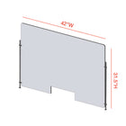 Mark Maker Rod Sneeze Guard - 42" W x 31.5" H panel 1/4" Clear Acrylic and 24" high aluminum rod set - with 4" x12" pass through-Made from 1/4” clear acrylic.