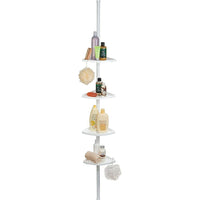 Ulti-Mate Shower Pole, White-Convenient shower organizer with 4 fully adjustable, self-draining shelves