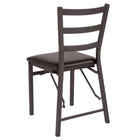 Flash Furniture HERCULES Brown Folding Ladder Back Metal Chair with Brown Vinyl Seat-Brown Vinyl Upholstered Seat