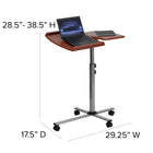 Flash Furniture Angle & Height Adjustable Mobile Laptop Computer Table with Cherry Top-Easy Angle Adjustment
