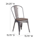 Flash Furniture Clear Coated Metal Stackable Chair with Wood Seat-Plastic Caps on cross brace protect finish when stacked