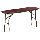 Flash Furniture 18" x 60" Rectangular Mahogany Melamine Laminate Folding Training Table-Ready To Use Commercial Table
