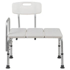 Flash Furniture HERCULES Series 300 Lb. Capacity Adjustable Bath & Shower Transfer Bench with Back & Side Arm - White-Medical Grade Shower Transfer Bench