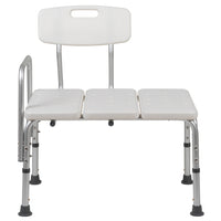 Flash Furniture HERCULES Series 300 Lb. Capacity Adjustable Bath & Shower Transfer Bench with Back & Side Arm - White-Medical Grade Shower Transfer Bench