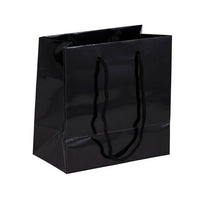 Jam Paper Gift Bags with Rope Handles - Small Square - 6 1/2" x 6 1/2" x 3 1/2" - Black Glossy - 100 Pack-Color: Black