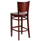 Flash Furniture Lacey Series Solid Back Wood Restaurant Barstools - Mahogany - 2 Pack-Solid European Beech Hardwood Construction