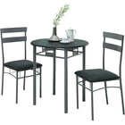 Monarch Specialties 3095 3-Piece Dining Set - Black/Silver Metal-This round table features a solid black top, and sturdy silver metal legs