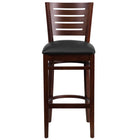 Flash Furniture - Tabouret de bar de la série Darby en bois de noyer avec dossier à lattes - siège en vinyle noir-Ensemble de 2 tabourets de bar à manger en bois
