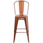 Flash Furniture 30" High Copper Metal Indoor-Outdoor Barstool with Back-Bistro Style Barstool