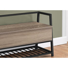 Monarch Specialties 4501 42"L Bench - Dark Taupe Storage/Black Metal-Assembly is required