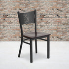 Flash Furniture - Chaise de restaurant de la série HERCULES en métal noir avec dossier tasse de café - siège en bois de noyer-Assemblage soudé