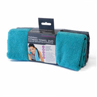 Zenzation Athletics Microfibre Fitness Towels - 16" x 36" - Grey/Teal - 2 Pack-2-PC. Microfiber Size: 16" x 36
