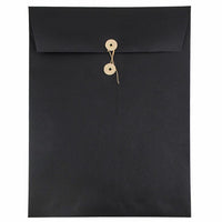 JAM Paper Open End Catalog Envelopes with Button and String Closure - 9" x 12" - Black Linen - 25 Pack -Colour: Black Linen