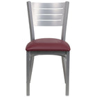 Flash Furniture - Chaise de restaurant de la série HERCULES en métal argenté avec dossier à lattes - siège en vinyle bourgogne-Ensemble de 2 chaises de salle à manger en métal