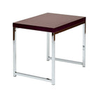 Wall Street End Table with Chrome Frame, Espresso-Espresso Finish, Wood Veneer Top