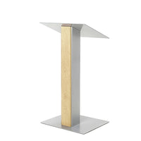 Urbann Y5 Lectern No Wheels - Natural Wood - Aluminum Grey-Free standing, speeches