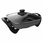 Kenmore Non-Stick Electric Skillet with Glass Lid - 12" x 12" - Black and Grey-Vented tempered glass lid with insulated handle