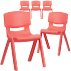 Flash Furniture Plastic Stackable School Chair with 13.25" Seat Height - Red-Set of 5 Stacking Student Chairs